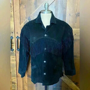 Vintage 90s Minnetonka Western Suede Fringe Jacket Relaxed Fit With Tags Men’s L